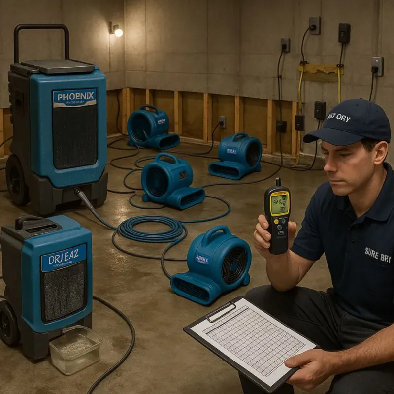Structural Drying and Dehumidification process in Lake Dunlap, TX